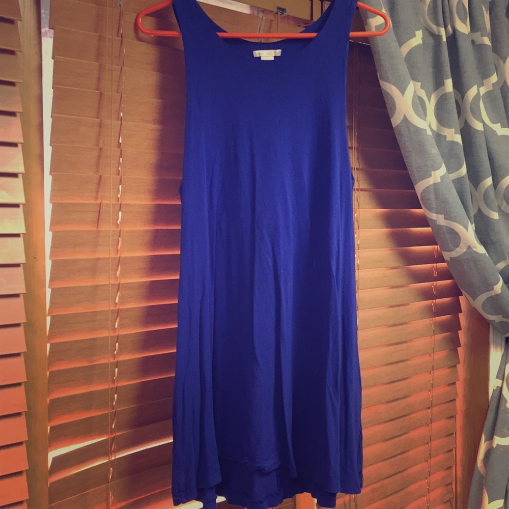 Blue shirt casual dress with pockets
